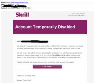 Skrill Phishing Email