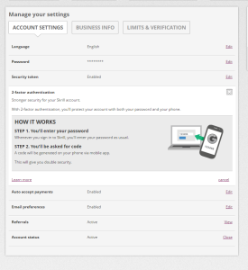 Skrill Security 2step Authentication Tool