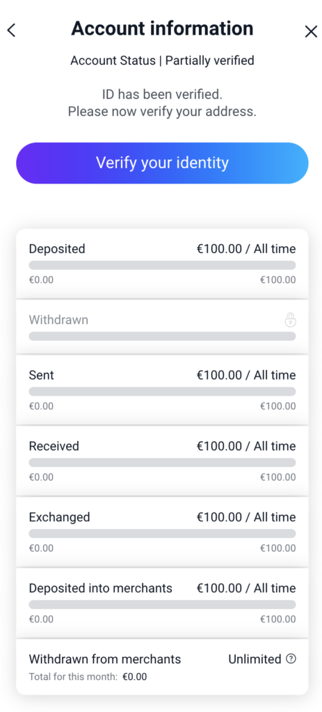 LuxonPay Limits Unverified