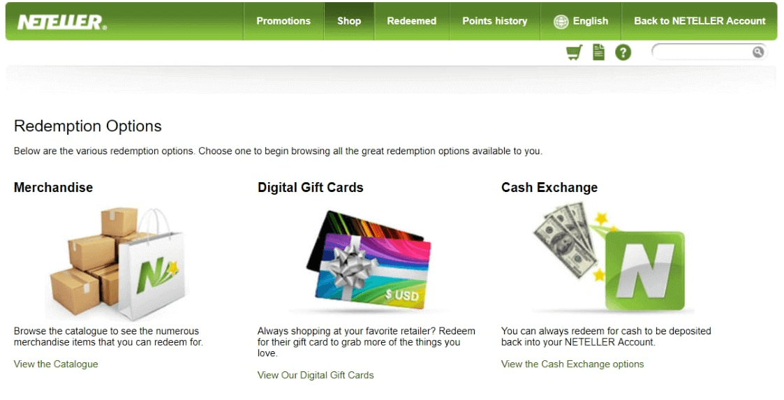 NETELLER Reward Points Shop