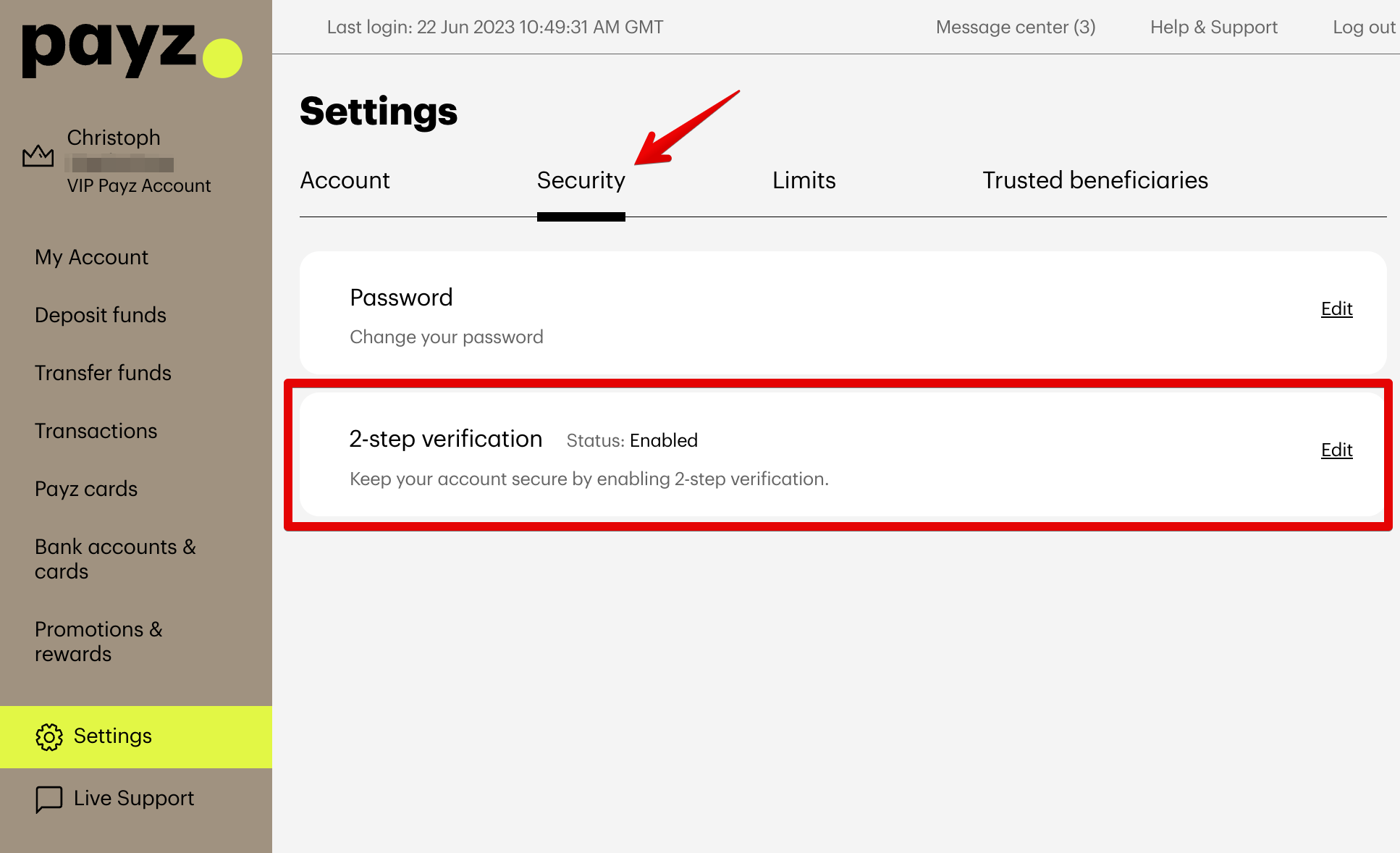 Payz 2-factor authentication