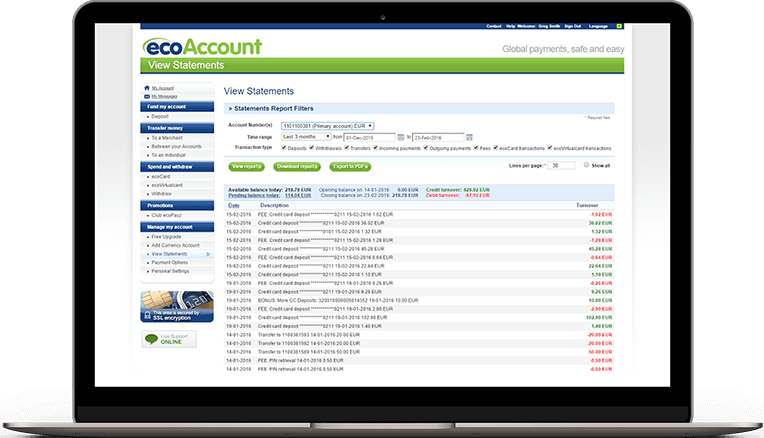 ecoPayz for Merchants - Business account