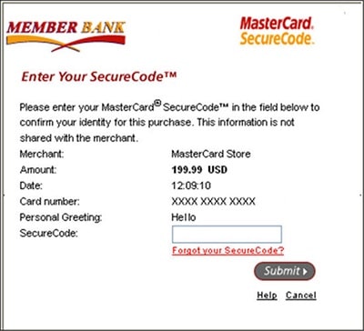 ecoPayz MasterCard Security - SecureCode Form